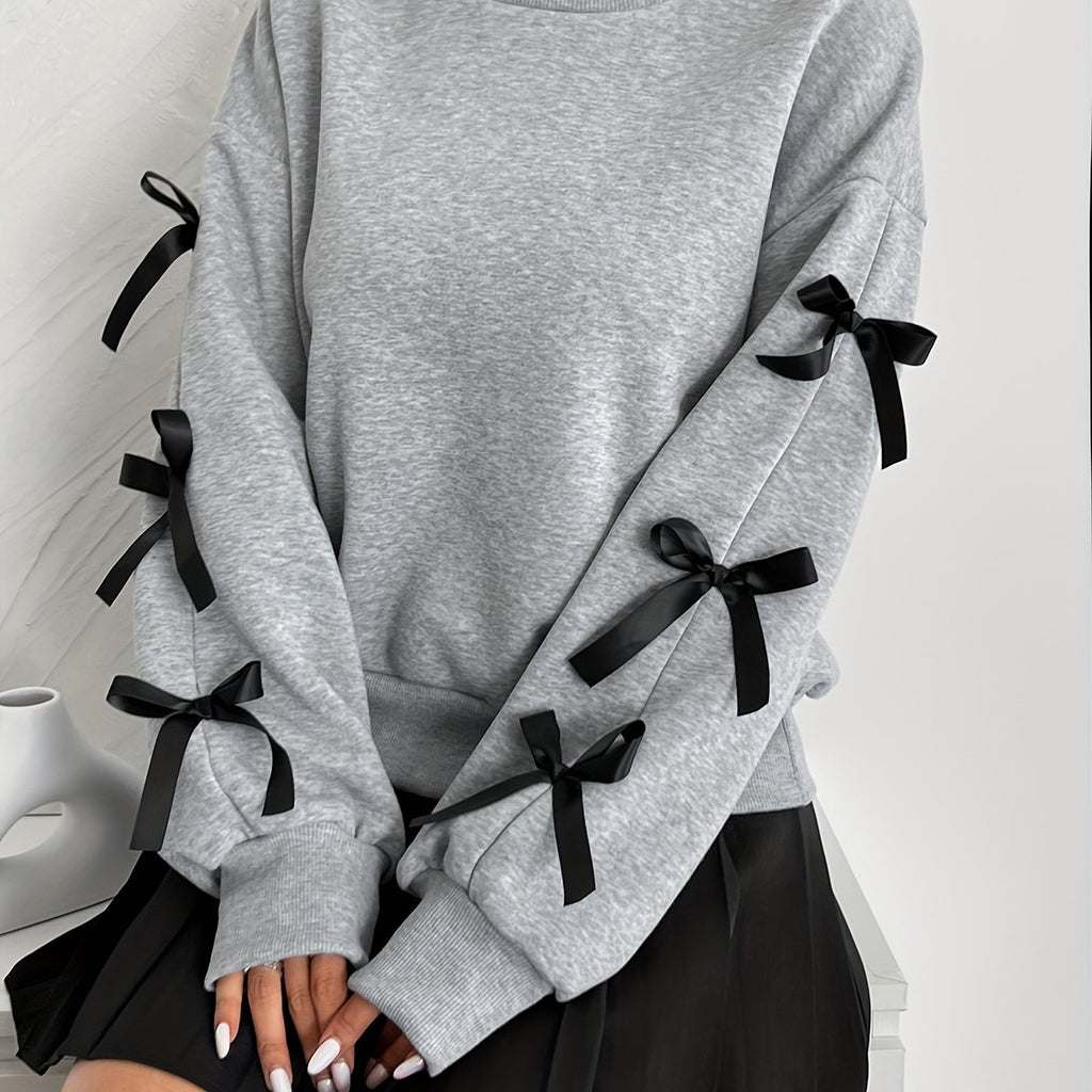 Damen Elegant Sweatshirt mit Schleifen