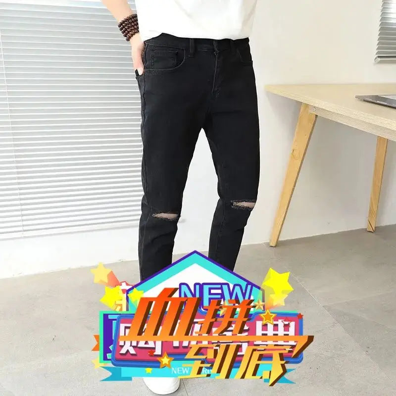 Herren Zerrissene Low Rise Jeans