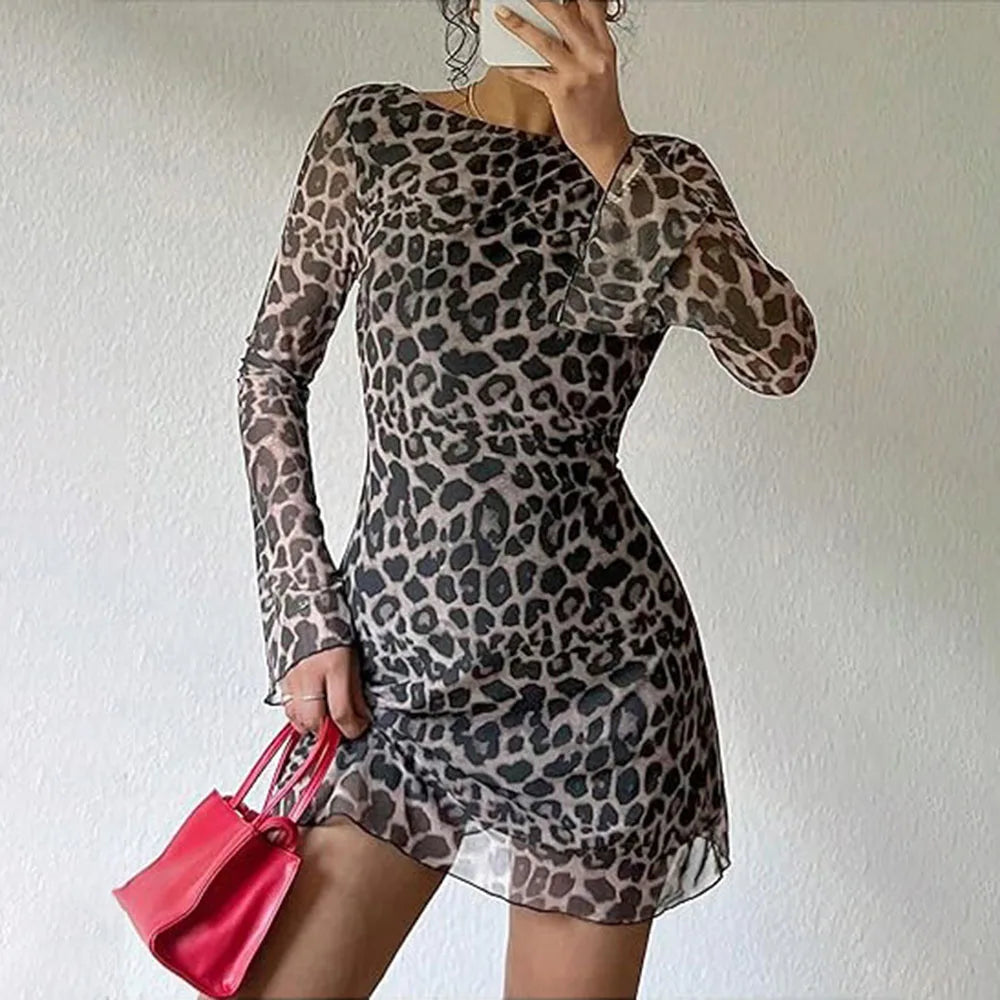 Damen Minikleid im  Leopardenmuster