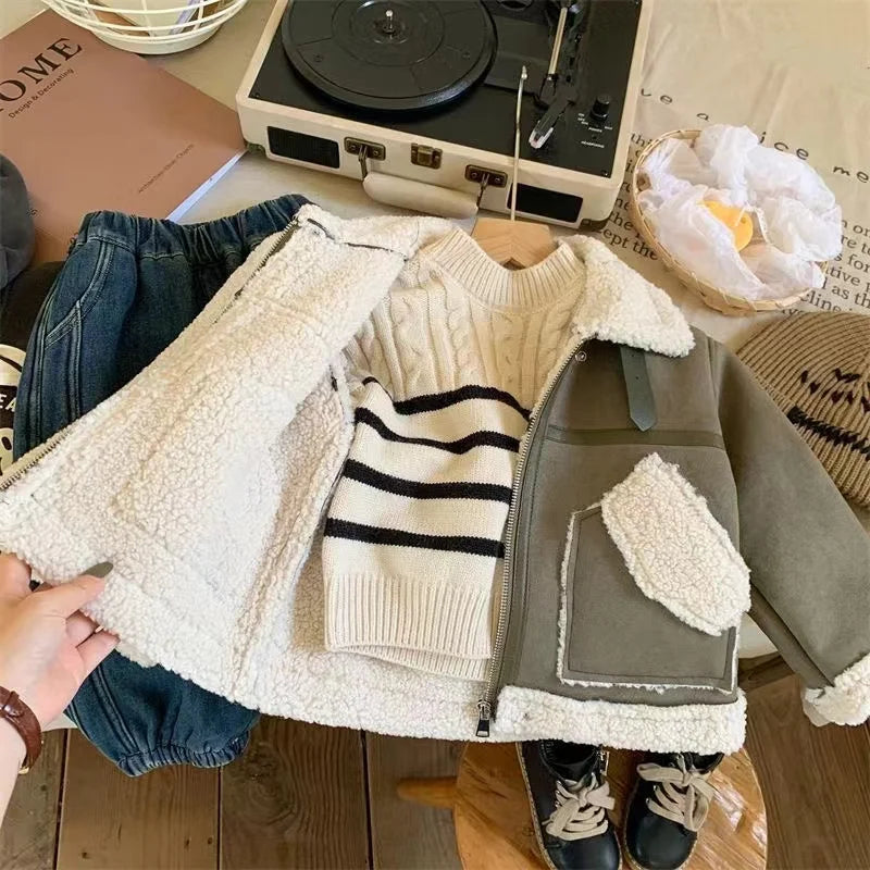 Jungen Fleece-Mantel Kurz