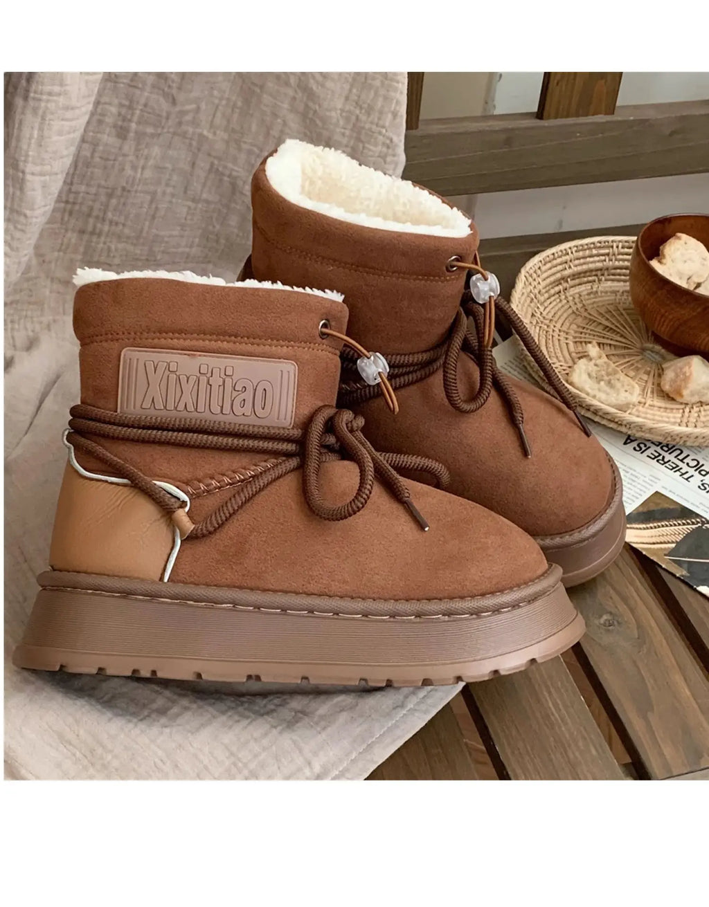 Damen Plüsch Stiefeletten