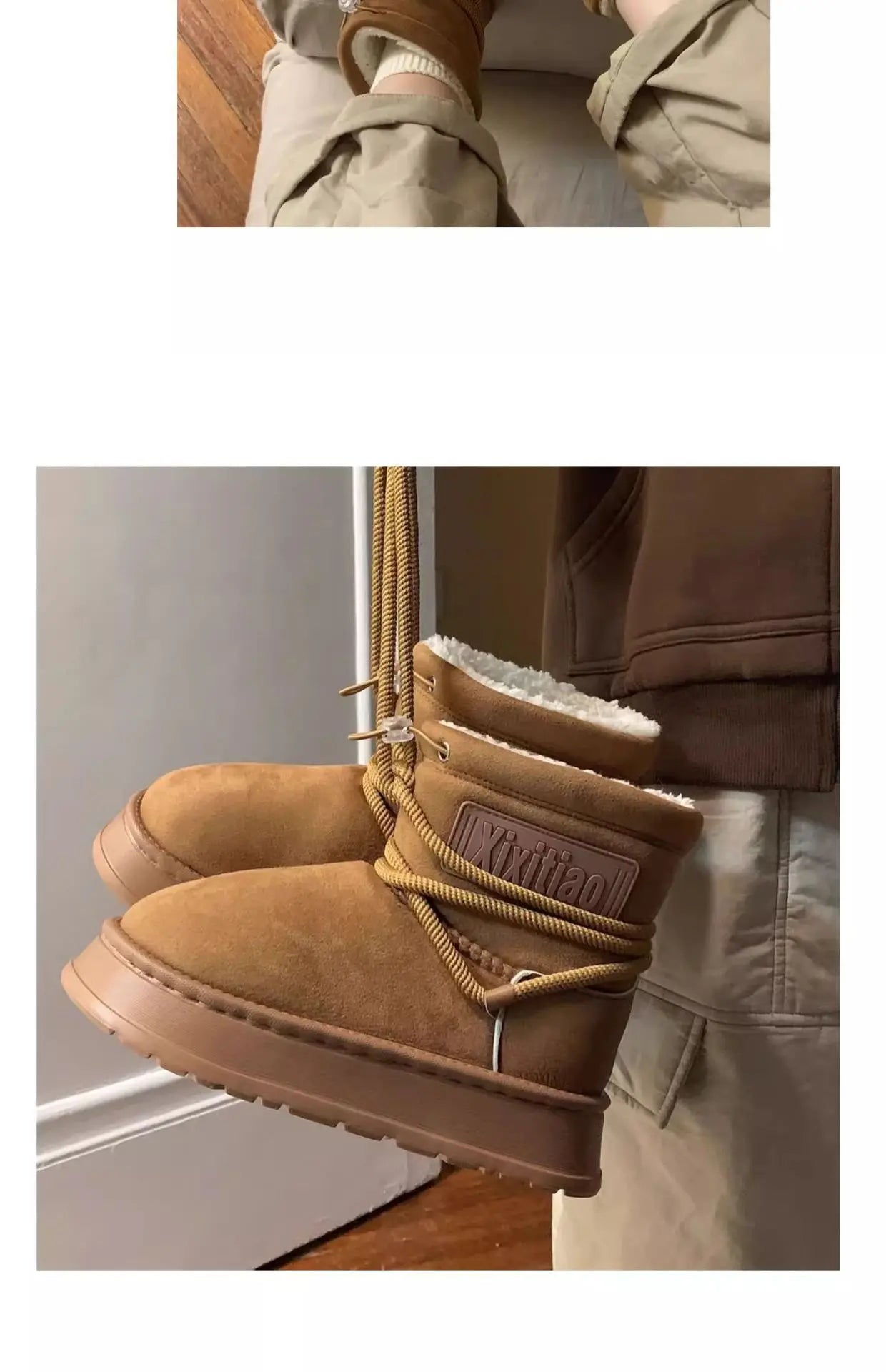 Damen Plüsch Stiefeletten