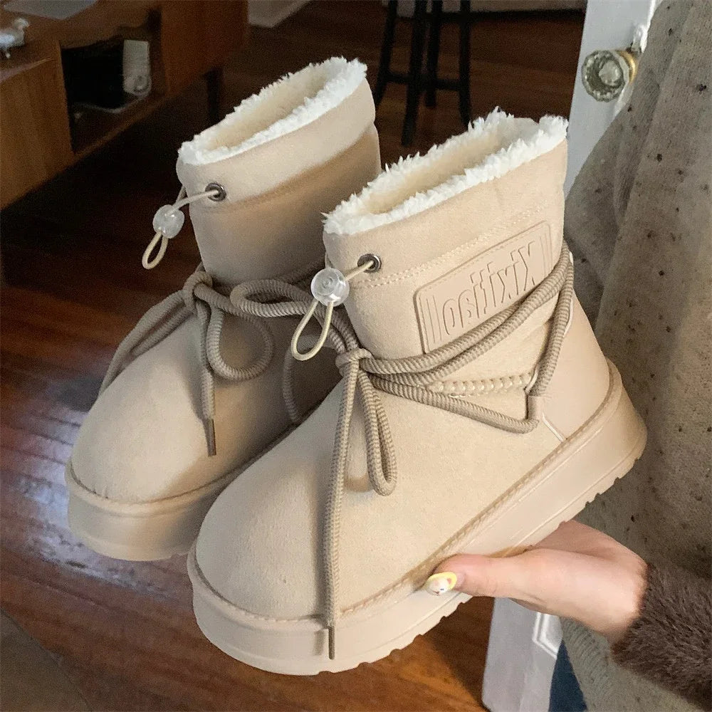 Damen Plüsch Stiefeletten