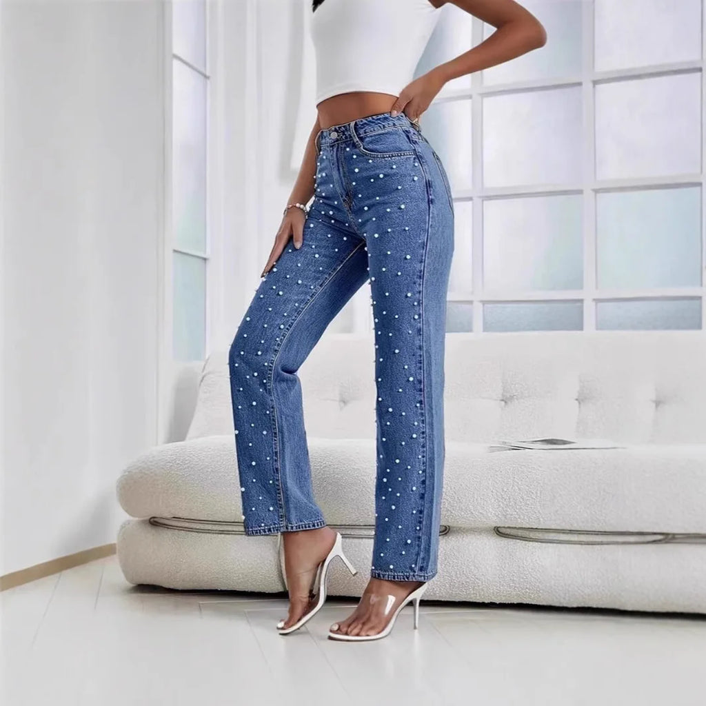 Damen Jeans mit Perlen
