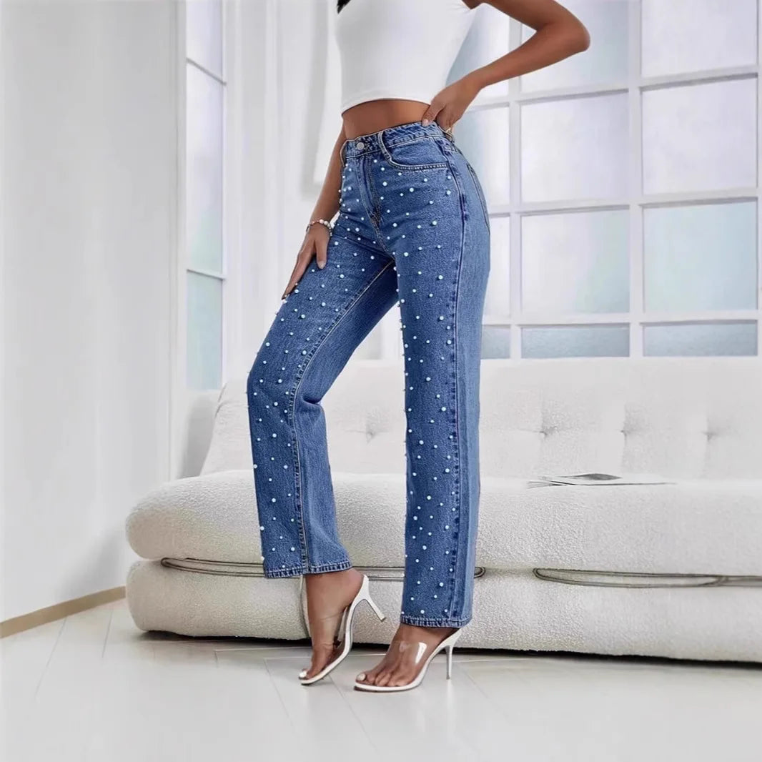Damen Jeans mit Perlen
