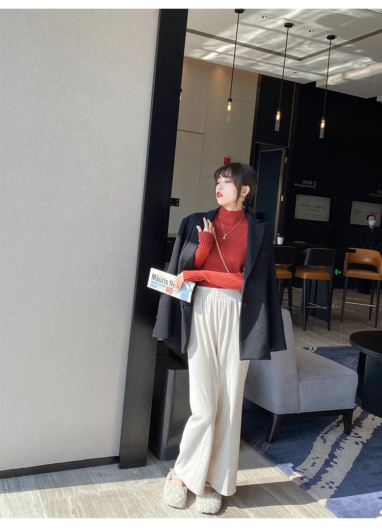 Eleganter Gestrickter Rollkragen Pullover