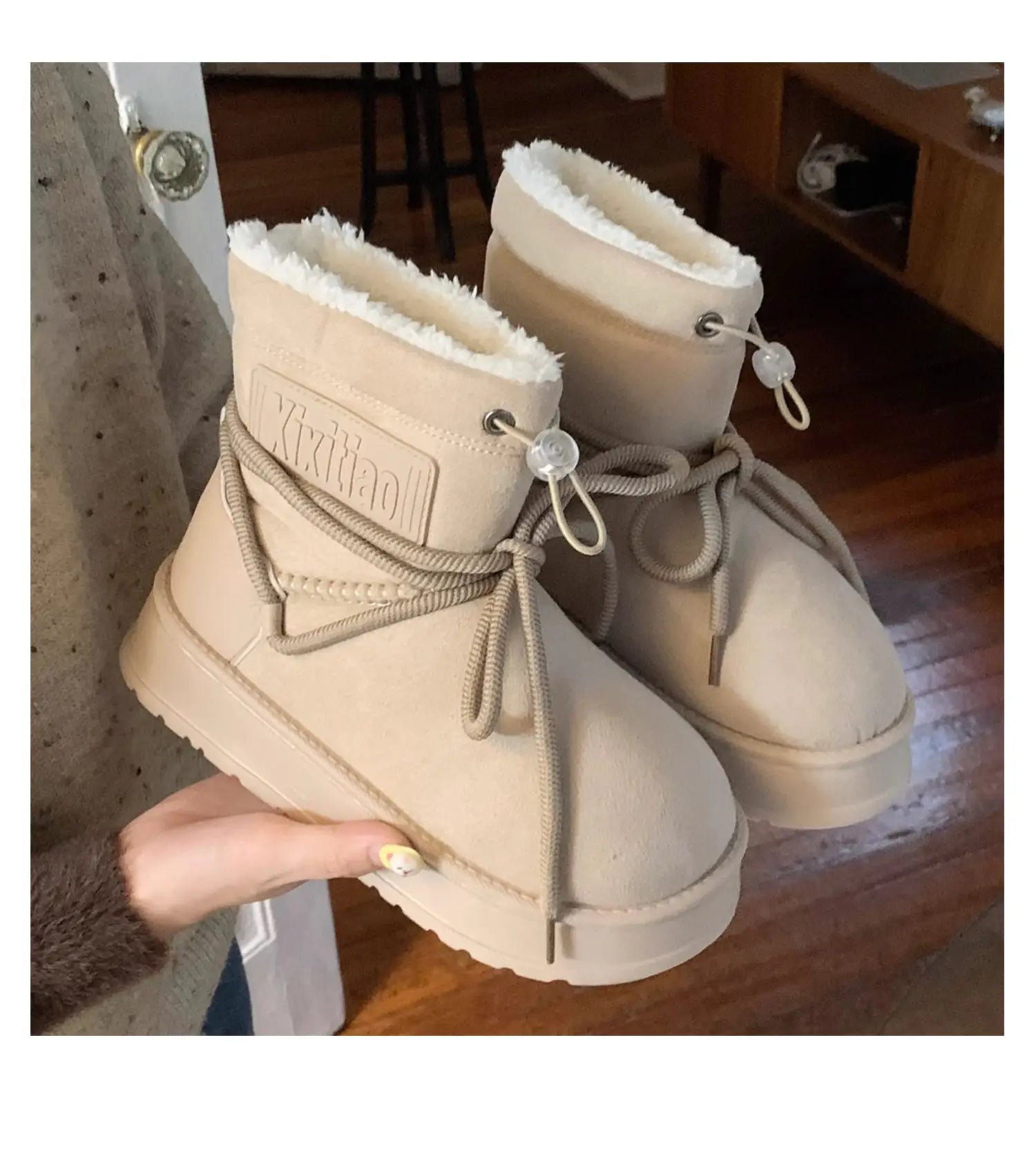 Damen Plüsch Stiefeletten