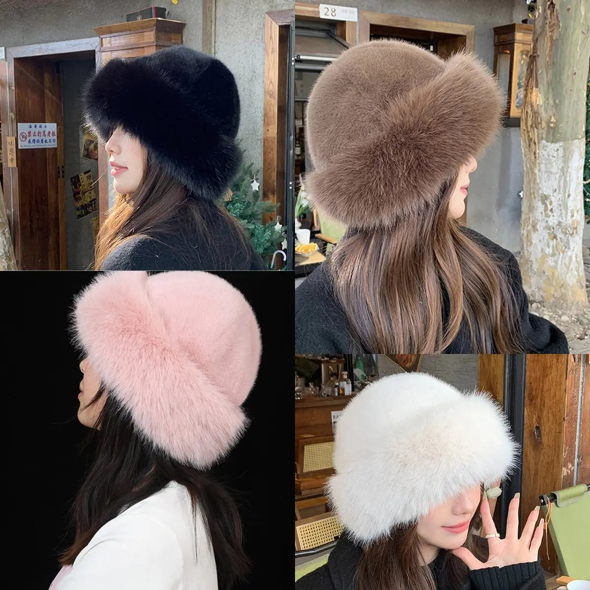 Plüsch-Fischermütze für Damen,