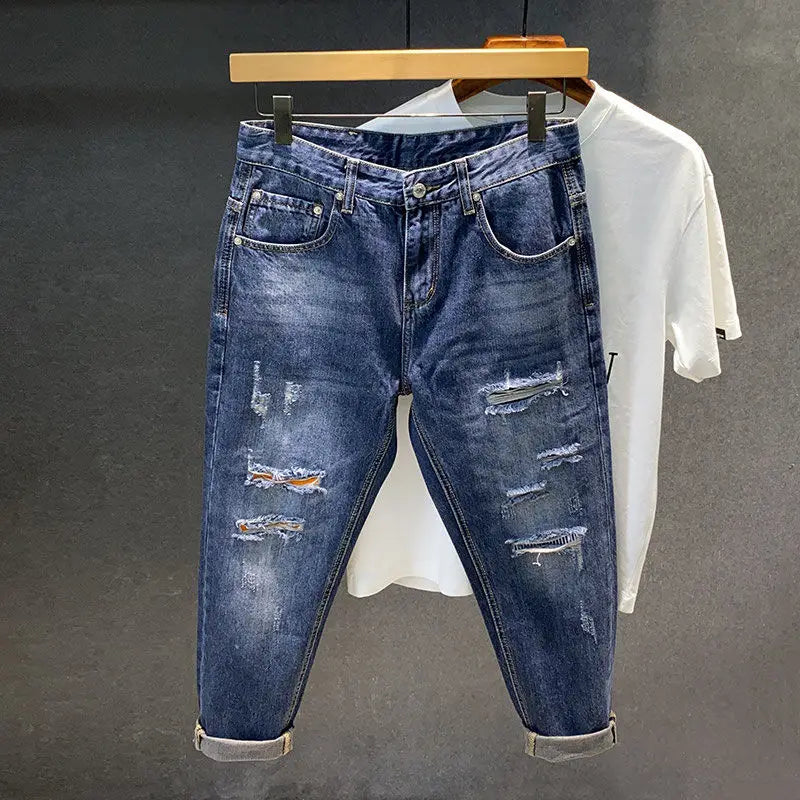 Herren Zerrissene Low Rise Jeans