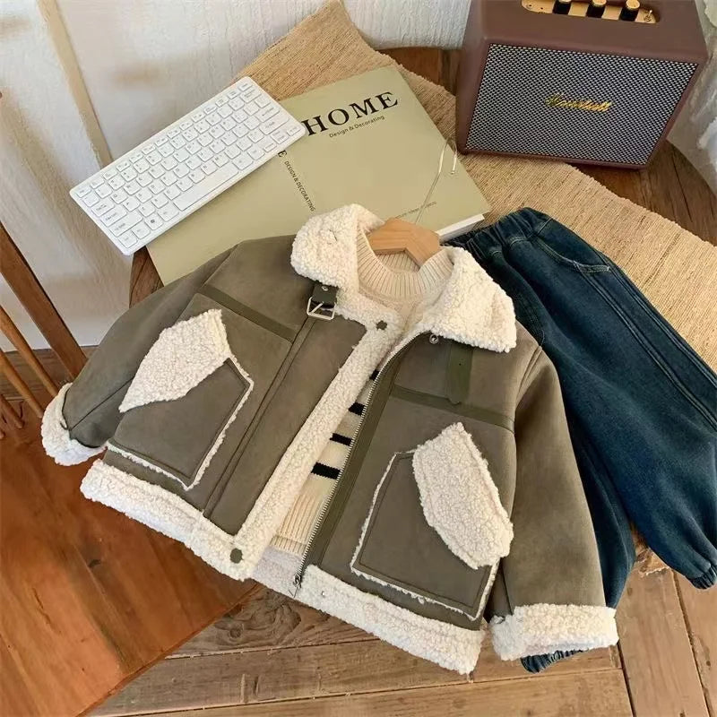 Jungen Fleece-Mantel Kurz